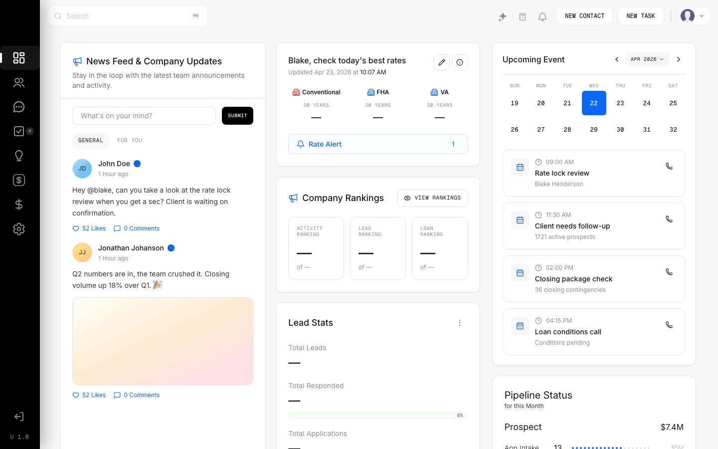 Executive Dashboard & Activity Feed