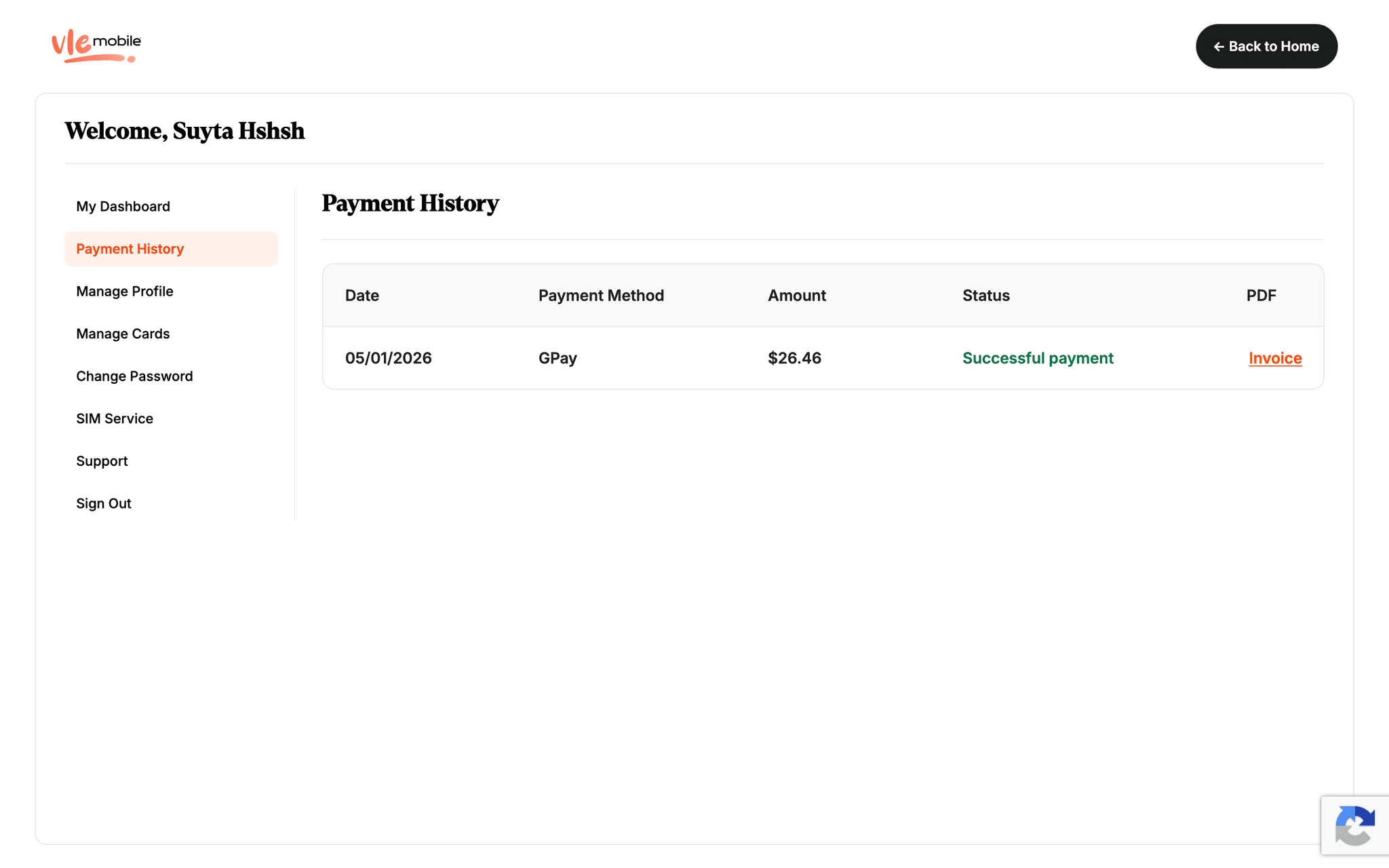 Payment History