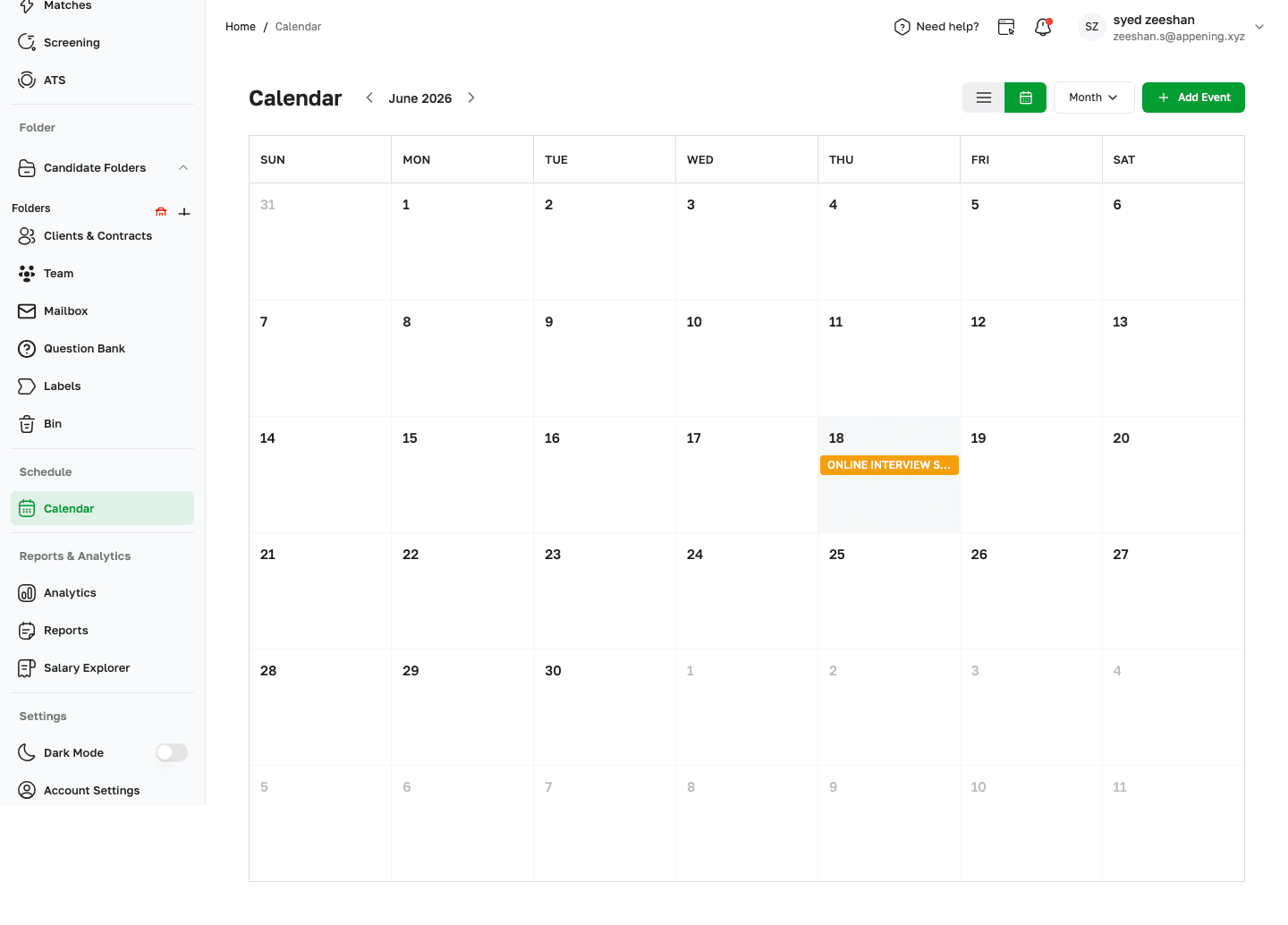 Scheduling Calendar