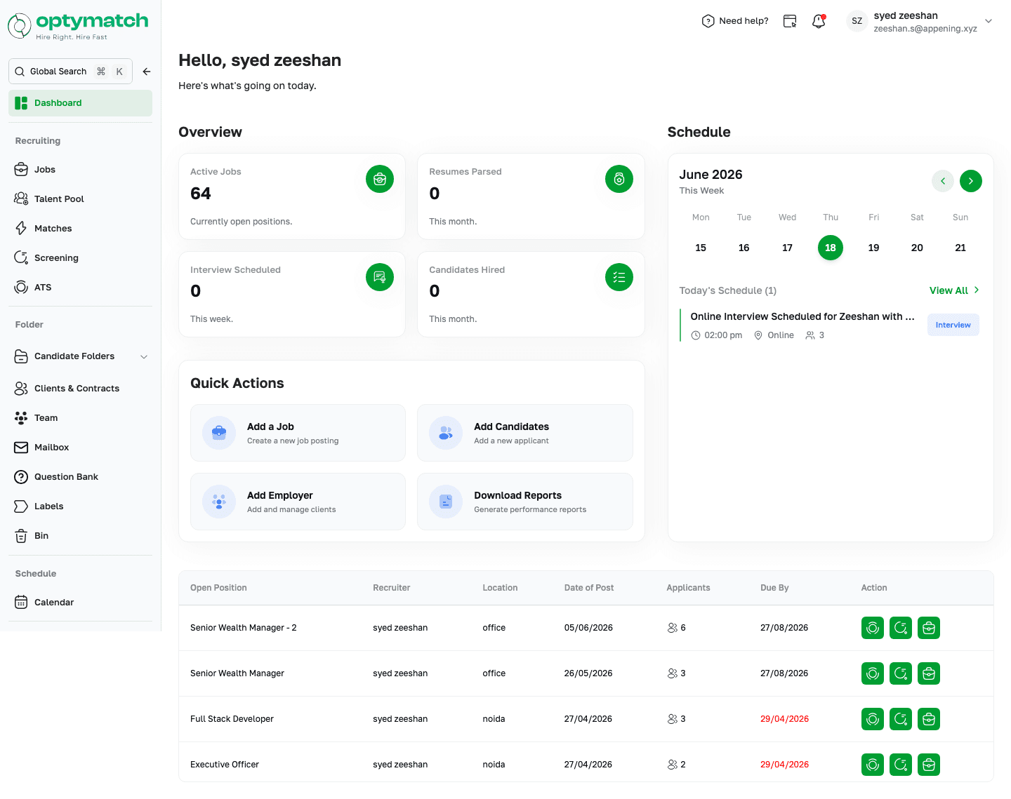Recruiter ATS Dashboard
